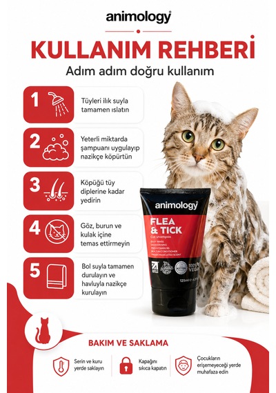 Animology Flea Tick Kediler İçin Kene Ve Pire Kovucu Şampuan 125 Ml
