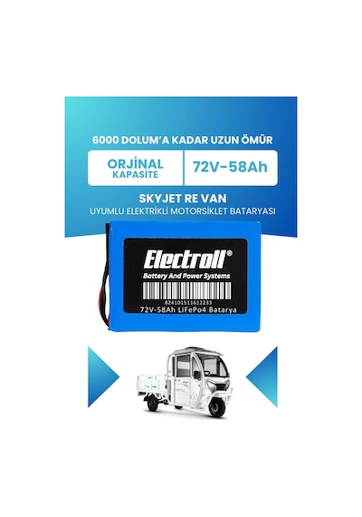 Skyjet Re Van Uyumlu Batarya Standart Kapasite Lifepo4 72v 58ah Elektrikli Motorsiklet Bataryası