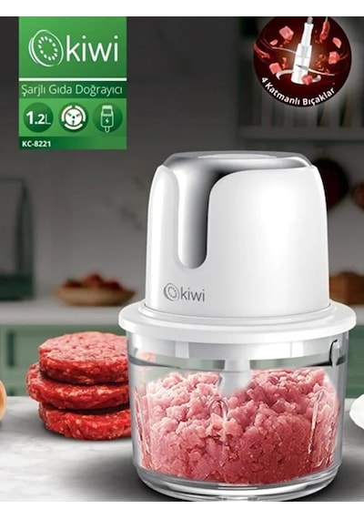 Kiwi Kc-8221 Kablosuz Şarjlı Doğrayıcı - Gümüş