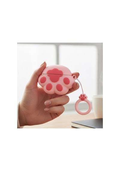 Caseonn Apple Airpods Uyumlu 5 Kılıf Karakter Figürlü Pati Pembe Koyu Pembe