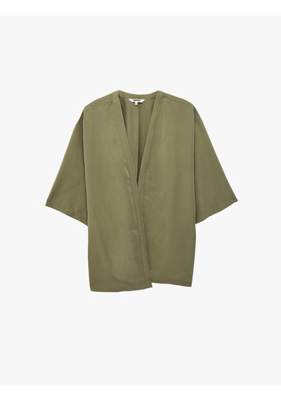 Koton Hakim Yaka Cepli 3/4 Kol Modal Karışımlı Kimono Haki 6sak50119pw