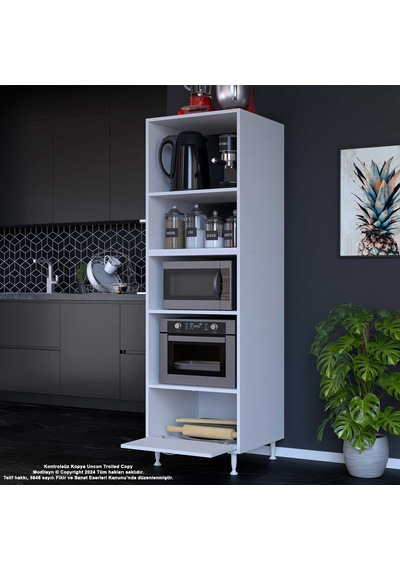 Modilayn Silva Loya 1 Kapaklı 59,6 X194,6 X56 Cm Özel Ölçü Mini Midi Mikrodalga Fırın Dolabı