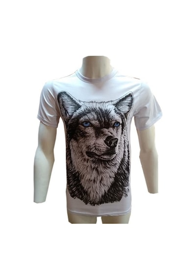 Evox Kurt Baskılı Penye Tişört Beyaz Bay-Kadın S,M,L,Xl