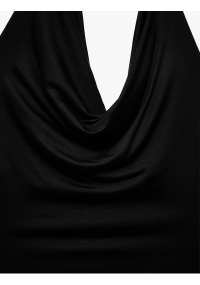 Koton Sırt Dekolteli Degaje Yaka Bodysuit Siyah 6sak10003ek