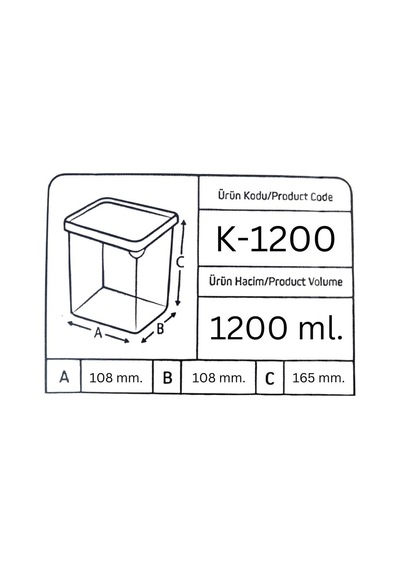 Offbox Kare Bakliyat Baharat Gıda Saklama Kabı - 1.2 Lt. - 12 Adet Antrasit Şeffaf