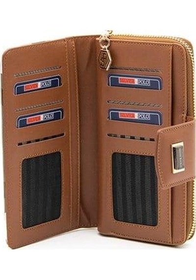 Silver Polo Sp928 Kadın Cüzdan & Kartlık Ekose Haki-taba
