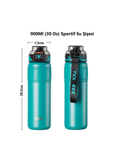 Tkk Çelik Termos Matara 900 Ml Turkuaz