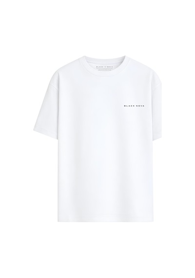 Black Nova Oversize Baskılı Unisex Tişört Legend Car Beyaz