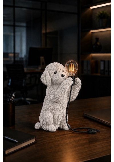 3d Baskı Köpek Masa Lambası Modern Dekoratif Aydınlatma Ürünü Beyaz
