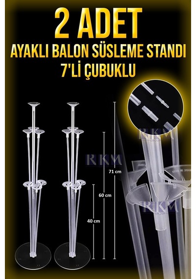 2 Adet Balon Süsleme Standı 7 Li Çubuklu Ayaklı Balon Standı Seti Parti Ve Doğum Günü Süsleme Diğer