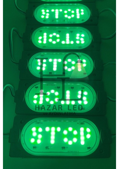 12 Volt 6 Watt Yeşil Stop Yazılı Animasyonlu Çakar Modül Led 5 Adet