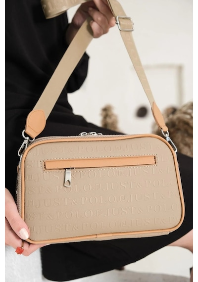 Just Polo Kadın Ayarlanabilir Uzun Askılı Omuz Çantası Ebat 17x27 Vizon Yeni 17912572