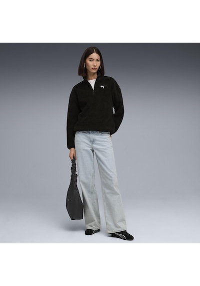 Puma Ess Elevated Half-zip Crew Kadın Yetişkin Sweatshirt Siyah