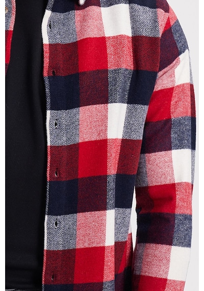 Tudors Erkek Slim Fit Dar Kesim Kareli Kışlık Oduncu Gömlek-42326 Bordo