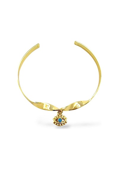 Göz Charm Kıvrımlı Çelik Kelepçe Gold
