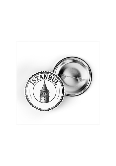 5 Adet İğneli Çanta Rozeti - Galata Kulesi - İstanbul - 44 MM Çok Renkli