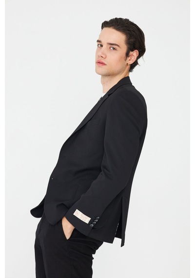 Siyah Slim Fit Klasik Yaka Erkek Spor Blazer Ceket Siyah