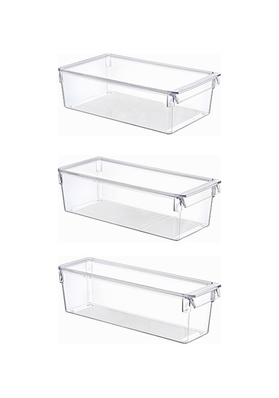 Nandy Home Kapaklı 6'lı Set Tall Clear Buzdolabı & Dolap Içi Düzenleyici Organizer Şeffaf