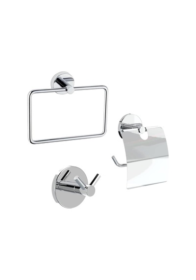 Banyo Aksesuar 3 Lü Set Havluluk - Wc Kağıtlık - 2 Li Askı Paslanmaz Genel