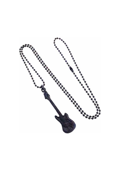 Mat Siyah Renk Erkek Gitar Kolye Altın