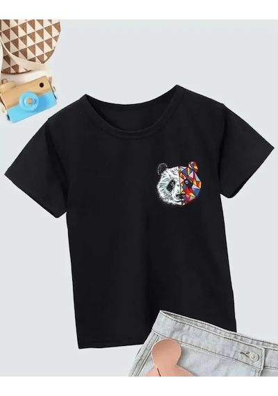 Unisex Çocuk Baskılı T-shirt - Siyah