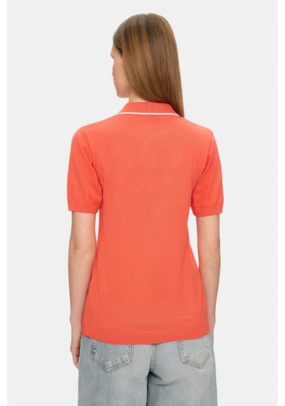 Ucla Sasha Pembe Polo Yaka Triko Nakışlı %100 Pamuk Standard Fit Kadın Tshirt