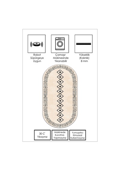 West Home Dijital Baskı Yıkanabilir Kaymaz Taban Leke Tutmaz Bej Oval Mutfak Halısı Salon Halısı Ve Yolluk Wh 375 Beige Oval