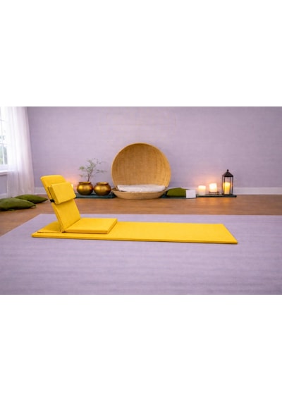 Backjack Meditasyon Sandalyesi Destekli Yer Minderi + 60x180 Kumaş Mat - Backjack 3xl Mat+backjack İkili Set Sarı
