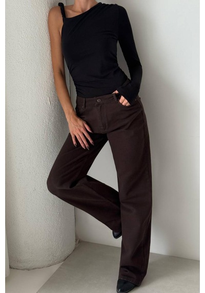 Lacarino 7612 Relax Fıt Kadın Jean Pantolon Kahve Lacarino 7612 Relax Fıt Kadın Jean Pantolon Kahve
