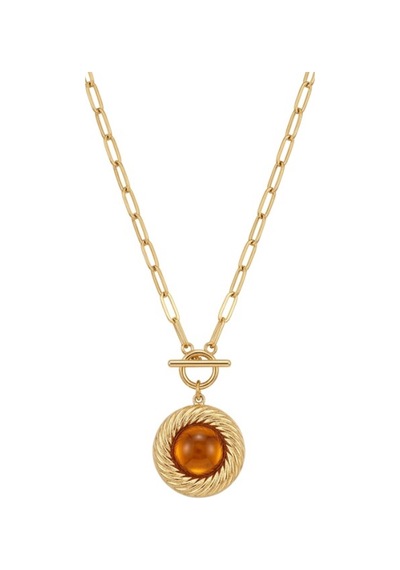 Kadın Amber Taşlı Vintage Tasarım Kolye Altın - 931241236 Altın