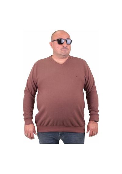 Starbattal Büyük Beden Selanik V Yaka Classic Sweat 23201 Taba-Taba