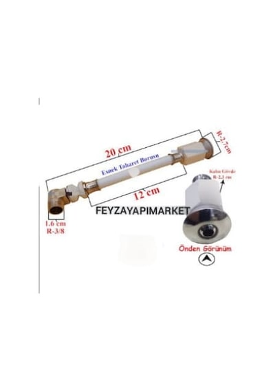 Gömme Asma Klozet Taharet Çubuğu 17 Cm 20 Cm Veya 27 Cm 17 Cm Dirsekli