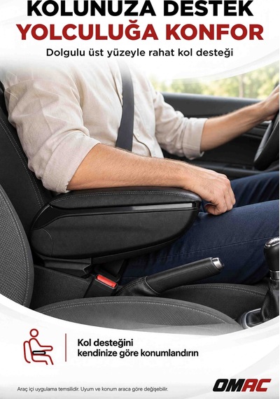 Kia Picanto 2011-2017 Adaptörlü Model Uyumlu Kolçak Kol Dayama Siyah Suni Deri Araca Özel