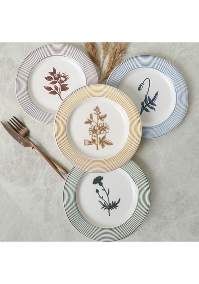 Floral Essence Assos Pasta Tabağı 22 Cm 4 Adet / 22890-93-94-22949 Çok Renkli