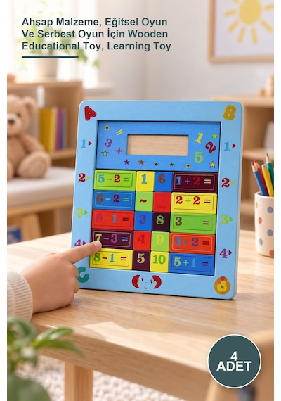 4 Adet Ahşap Eğitici Oyuncak Ahşap Malzeme, Eğitsel Oyun Ve Serbest Oyun İçin Wooden Educational Toy, Learning Toy