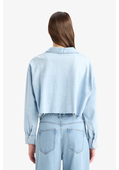 DeFacto Cropped Fit Kesik Uçlu Yumuşak Jean Gömlek D8756AX25SPNM85