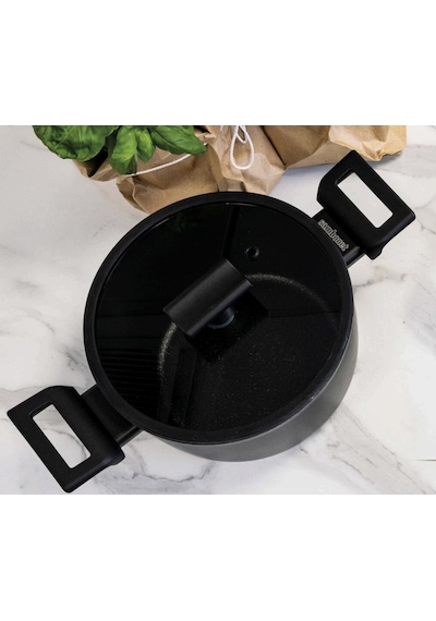 Sambonet Tıtan Pro Non-stick Kapaklı Derin Tencere 24 Cm Siyah