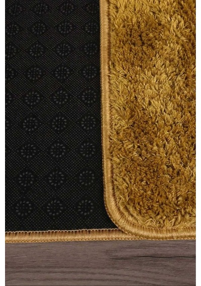 Relax Gold Büyük Boy 80x150 + 50x80 Cm 2'li Banyo Halısı Paspası Seti Kaymaz Klozet Takımı Altın
