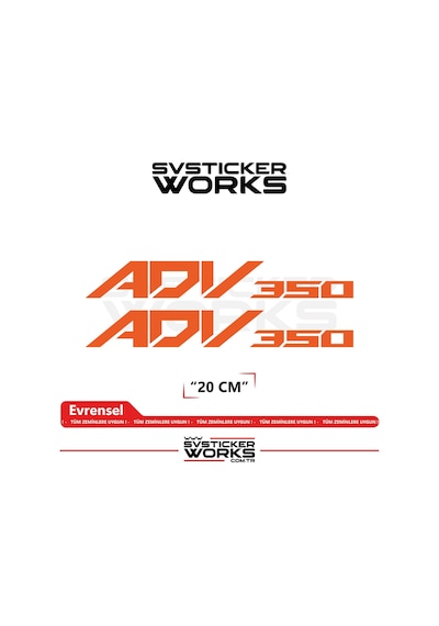 Honda Adv 350 Sticker Uyumlu Yazı Yüksek Kalite Özel Kesim Folyo 2'li Set Turuncu