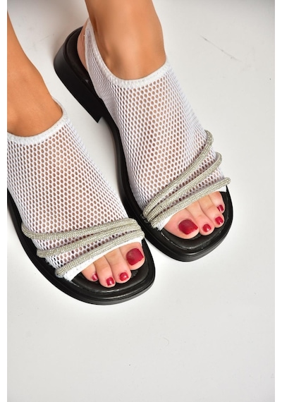 Fox Shoess476900415 Beyaz File Kadın Sandalet Beyaz