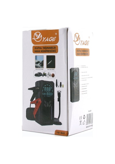 Yage Ka-841 4'ü 1 Arada Akü Takviye Ve Kompresörlü Hava Pompası 12v - Dijital Ekranlı