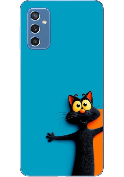 Samsung Galaxy M52 Uyumlu Kedi Uyarısı Baskılı Silikon Kılıf Renkli