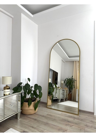 Effe Gold Metal Çerçeveli 180x80 Cm Oval Ayaklı Boy Aynası
