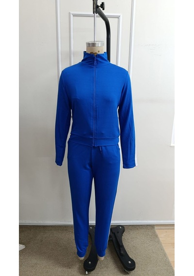 Bhrwear Kadın Uzun Kollu Önden Fermarlı Parmak Geçmeli Viskon Iki Iplik Bluz Ve Pantolon Ikili Takım Renkli