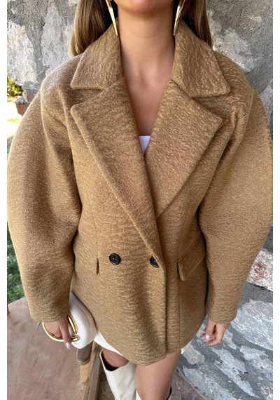 Alemdarshop Camel İki Düğmeli Manto
