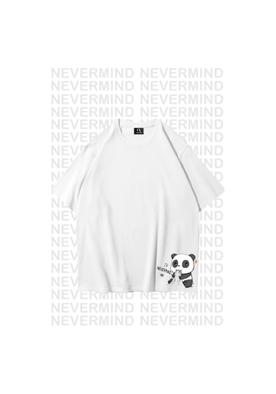Nevermind Unisex Kadın Erkek Nevermınd Panda Özel Tasarım Baskılı Oversize Beyaz