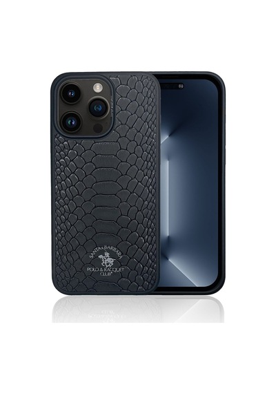 Santa Barbara Polo Knight-Apple iPhone  Uyumlu  14 Pro Kilif.yılan Derisi Tasarımı.Apple iPhone  Uyumlu  14 Pro Deri Kılıf Siyah