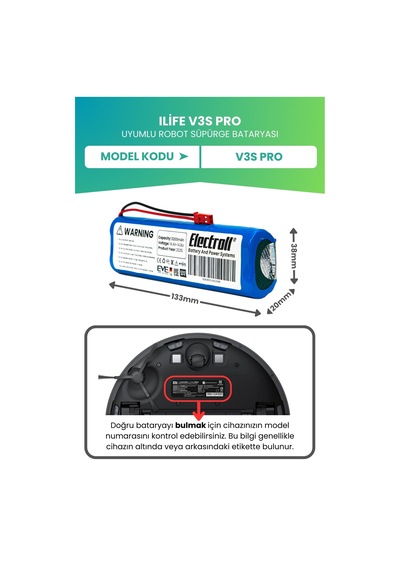 Ilife V3s Pro Uyumlu Batarya Yüksek Kapasite 3200mah Pil Robot Süpürge Bataryası Değişimi