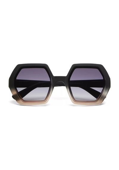 Okkia Emma Big Hexagonal Unisex Güneş Gözlüğü Siyah Ros Çok Renkli