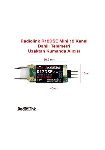 Radiolink R12dse Mini 12 Kanal Uzaktan Kumanda Alıcısı Telemetry Receiver W/ppm+s-bus At9&at9s&at10&at10ıı İle Uyumludur